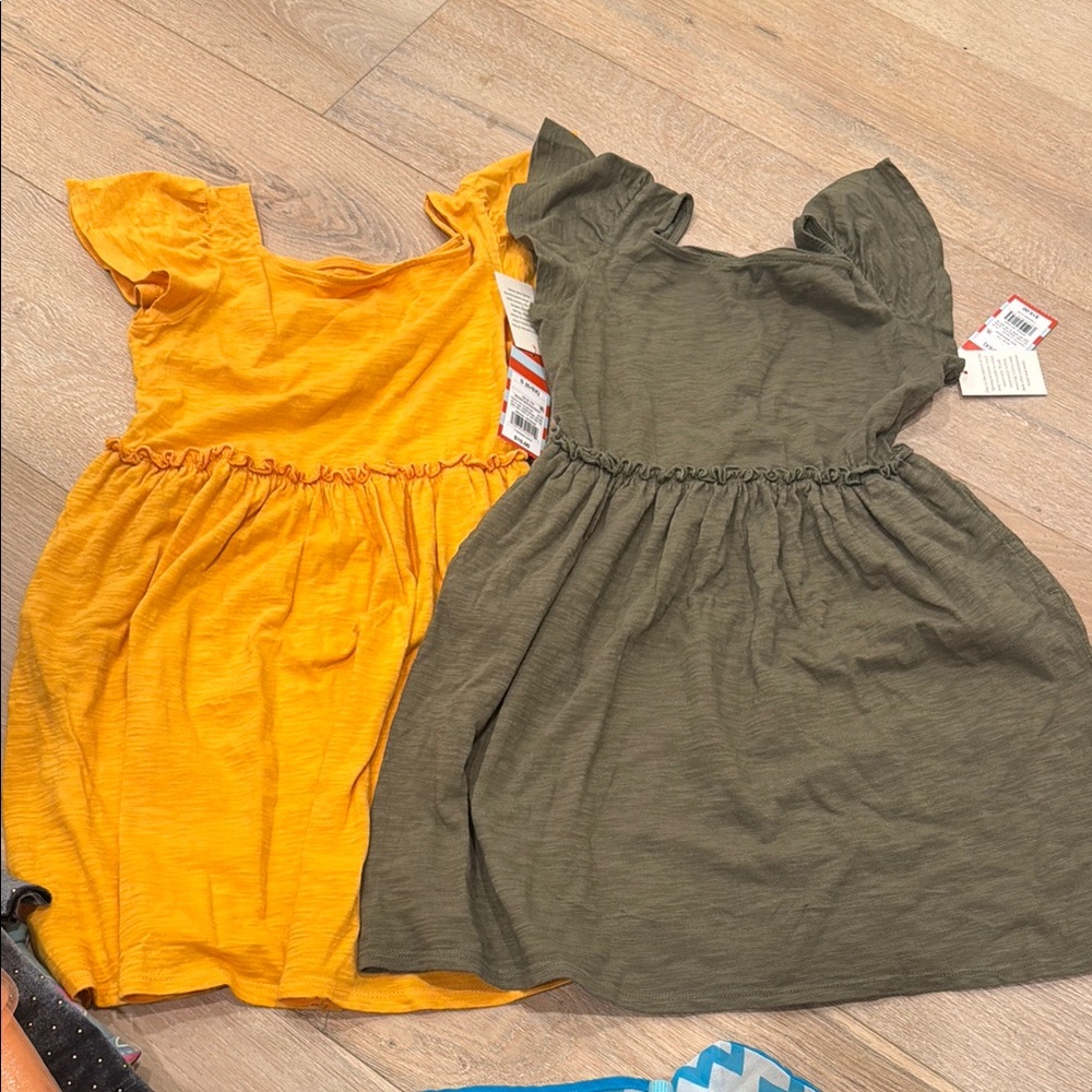 Yellow and Olive Kids Dress Set